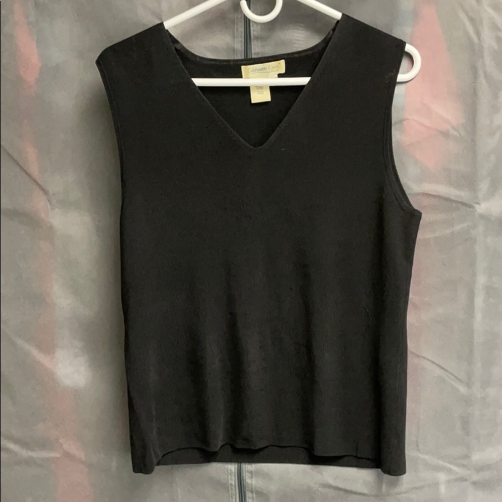 Coldwater Creek Black V Neck Sleeveless Top
